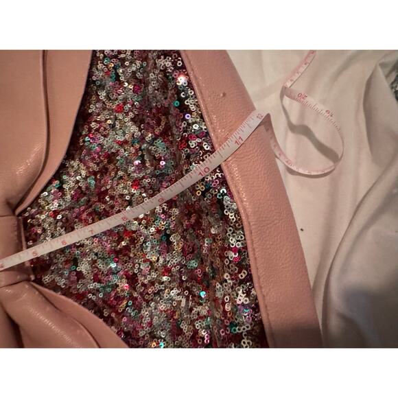 Betsey johnson rainbow sequin pink leather kitsch pocketbook satchel bag purse - Picture 9 of 13